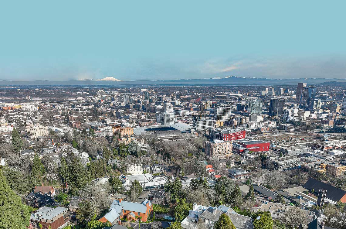 Modern photo of downtown portland taken from the west hills